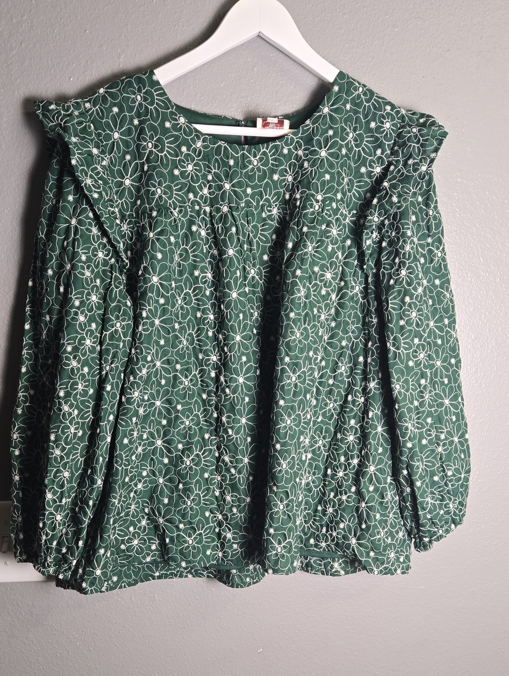 Hayden Los Angeles Green Floral Eyelet Boho Ruffle Sleeve Size 1X